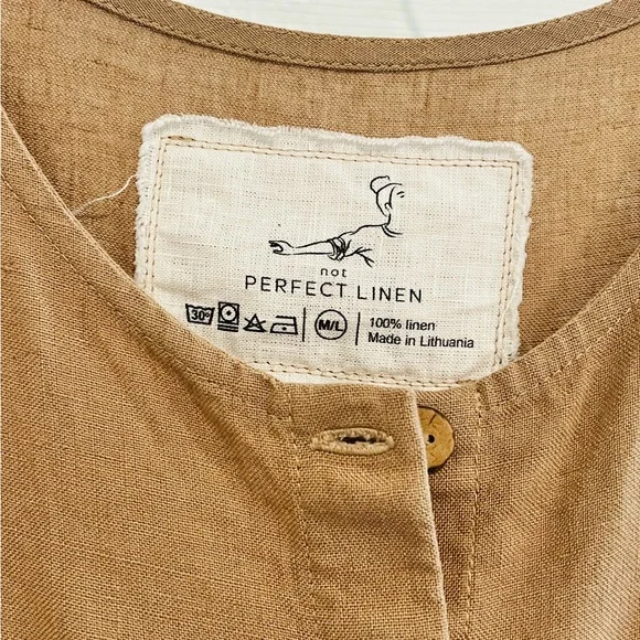 notPERFECTLINEN Tan dress M/L - Picture 2 of 5